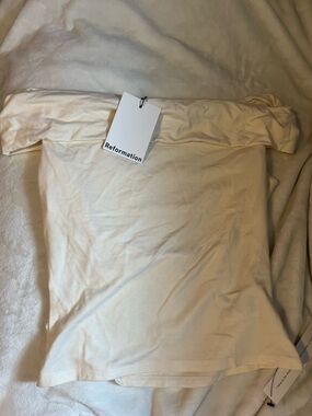 Reformation Cream Off-the-Shoulder Top